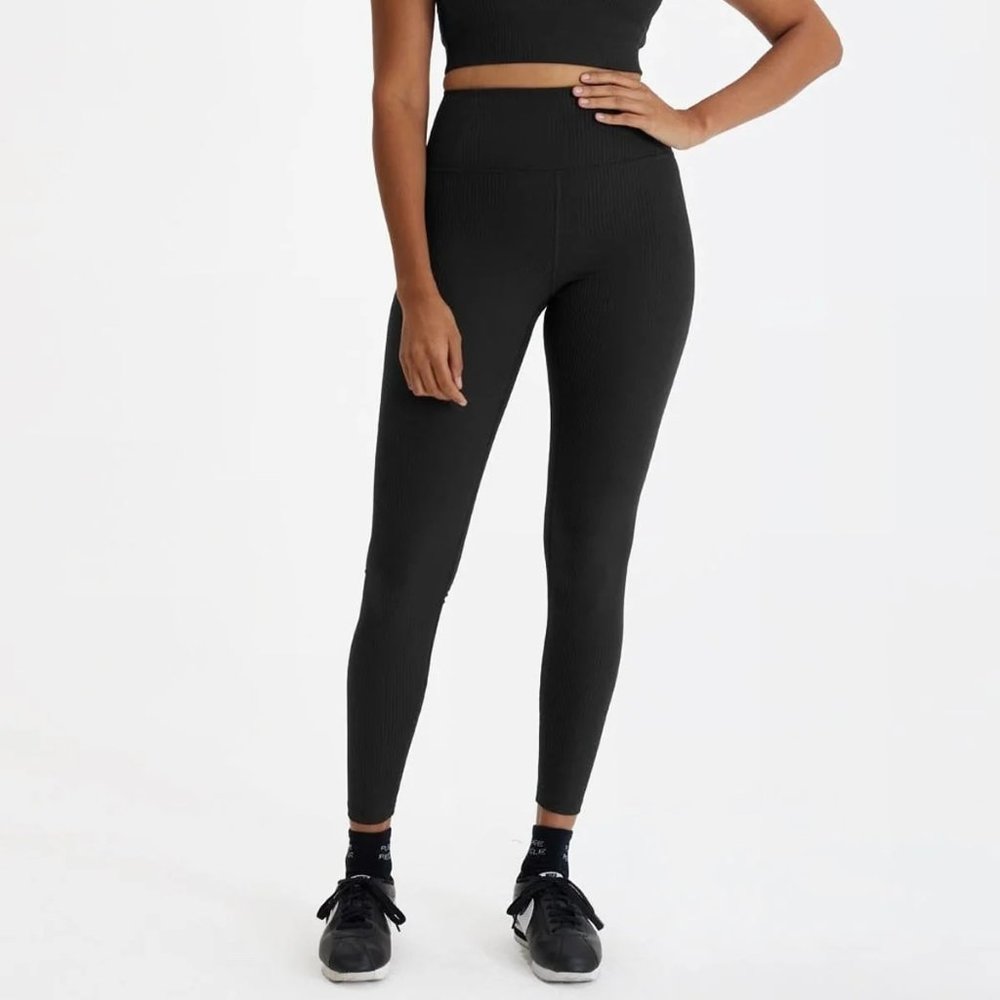 Girlfriend Collective Black RIB High-Rise Legging Size SMALL